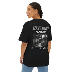 EXIT ONLY — 3AM Local oversized boxy streetwear tee, on-body