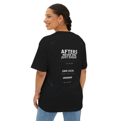 001 — 3AM Local oversized boxy streetwear tee, on-body